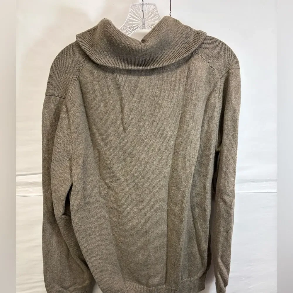 J. Crew men's tan shawl collar sweater made of 100% cotton Size Large